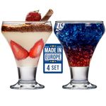 Crystalia Elegant Stemmed Glass Dessert Dishes Set 4, 305ml Lead Free Glass Trifle Bowl, Footed Glass Ice Cream Bowls, Prawn Cocktail Dishes, Sundae Glasses, Glass Sweet Dishes, Ice Cream Dishes