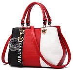 Handbags for Women Fashion Ladies Purses PU Leather Satchel Shoulder Tote Bags (red)