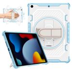 ROISKIN iPad 9th/ 8th/ 7th Generation Case 10.2: Heavy Duty Shockproof Rugged Protective Cover iPad 10.2 inch 2021/2020/2019 Case with 360 Rotation Stand/Hand Strap for Kids Boys Girls (Blue)