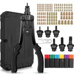 eSynic Durable Rivnut Tool Heavy Duty Rivet Nut Gun Rivnut Tool Kit Riv Nut Gun Set Non-Slip Rivnuts Tool with 125pcs Rivets Nuts Included 6 Size Mandrel M3 M4 M5 M6 M8 M10 with Carrying Case for Work