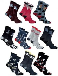 Disney Socks And Underwear - Licensed Men's Socks: Disney, Star Wars, Looney Tunes, Snoopy Cotton - Assorted Photo Models Depending on Availability- Pack of 10 Pairs Multilicence Surprise 39/46, Pack