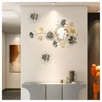 KHCCJP Large Decor Wall Mirror for Living Room,Home Decor & Bedroom | Metal Ginkgo Biloba Decorative Mirrors Wall-Mounted Wall Art | Gifts for Women & Mums,A,94x52CM