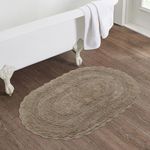 THE HOME TALK Cotton Oval Bath Rug | Area Rug for Spa, Vanity Shower, Kitchen & Living Room | Water Absorbent Linens | Warm & Soft Carpets | Bathroom Accessories | 50 x 75 cm