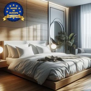 BLUZIMAN® - Juego Funda Nordica Fabricado en España, 100% Algodon Natural, Ropa Cama Hogar Hosteleria Hotel, Incluye Funda Edredon, Sabana Bajera Ajustable, 2 Fundas Almohada (Blanco, Cama 200)