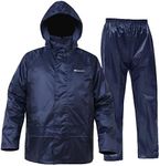 Rain Suits for Men Women Waterproof Work Lightweight Rainwear Rain Coat Rain Gear (Blue, Large)