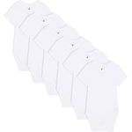 Bramble & Bear (3/6 Pack) Short Sleeve Baby Vests - Organic Cotton Unisex Baby Bodysuit Vests for 0-3 Years - Comfortable Baby Bodysuits for Boys & Girls, White (6-Pack), 2-3 years