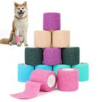 SlowTon Pet Self Adhesive Bandage, Pet Vet Wrap Tape Waterproof Non-Woven Cohesive Gauze Rolls for Dog Cat Animals, First Aid Wrap for Wrist Healing Ankle Sprain & Swelling, 2"x 5 Yards(12 Rolls)