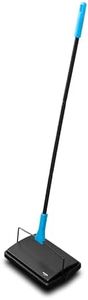 Addis Carpet Sweeper Manual Roller Floor Cleaning for Hard Floors and Carpets, Non Electric manual push, supplied with comb brush cleaner, Black Blue