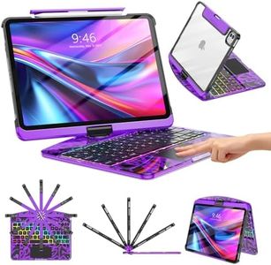TSQQST Clear Wireless Keyboard Case for iPad Pro 13 Inch M5/M4 2025/2024 with Pencil Holder & Multi-Touch Trackpad, Visible PCB High-Tech Style, 3-Brightness & 7-Color Backlight, 360 Rotatable, Purple
