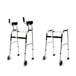 Rehamo Forearm Reciprocal Walker with Adjustable & Removable Padded Armrests |Folding Lightweight Walker with Forearm Support & Adjustable Height & Wheels & 1 Year Warranty