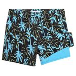 MaaMgic Mens Swim Trunks with Compression Liner 2 in 1 Swimming Shorts Stretch 5.5" Quick Dry Bathing Suits,Palm Tree Black,Large