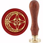 CRASPIRE Celtic Knot Wax Seal Stamp Moon Vintage Sealing Wax Stamps Pentagram 30mm Retro Wood Stamp Removable Brass Head for Wedding Invitations Envelopes Halloween Christmas Thanksgiving Gift Packing