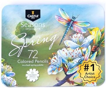 Castle Art Supplies 72 Spring Colored Pencil Set | Wax-Based, Soft Core Coloring Pencils for Expert Blending