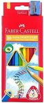 Faber-Castell Junior Triangular Colour Pencils, Pack of 10 plus sharpener, (16-116538-10)