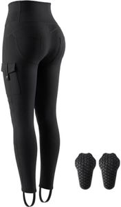 Oumurs Women's Motorcycle Pants, Booty Lifting Yoga Leggings with CE2 Certified Removable Knee Pads & Cargo Pockets for Riding - Black