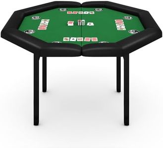 Garvee 48" Folding Poker Table, Folding Game Table Padded Rails ＆ Stainless Steel Cup Holders ＆ Collapsible Metal Legs, 8 Players Octagon Casino Table for Texas Holdem Games (Green)