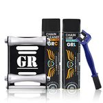 Grand Pitstop GRC Chain Clean and GRL Chain Lube (500 ml) Paddock Stand Groller Large and Bike Chain Cleaning Brush Blue