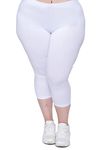 PandaWears Women's Reg/Plus Size Capri - Stretch Fit (5XL, Bio White)