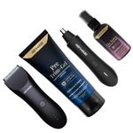 Menhood Up-Down Package 1.0 - Trimmer 1.0, The Nosar-Nose & Ear Hair Trimmer, The Baller (Balls Spray), Pre-Trim Gel | Skin Protection | Travel Essentials Gift For Him | Grooming Kit (Bubble Gum)