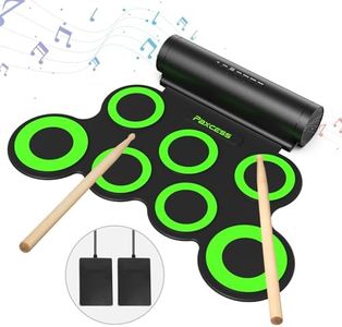 PAXCESS Electronic Drum Set, Roll Up Drum Practice Pad Midi Drum Kit with Headphone Jack Built-in Speaker Drum Pedals Drum Sticks 10 Hours Playtime,Great Holiday Birthday Gift for Kids