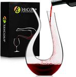 HiCoup Red Wine Decanter with Aerator - 750mL Crystal Glass Wine Carafe and Purifier for Home Bar﻿