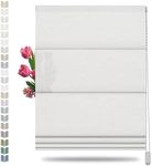 BERISSA Roman Shades for Windows, Linen Roman Blinds,Room Darkening Thermal Insulated Window Shades for Home Living Room Bedroom, Light Filtering Linen Color White,Custom Size