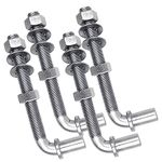 ZUIWAN 4PCS 6” Heavy Duty J-Bolt Gate Hinge for Chain Link Fence Gate,J Bolt Post Hinge with 5/8" hinge pin,T Post Gate Hinge for Panel Gate,Adjust Farm Gate Hardware,Silvery (Nuts,Washers Inclued)