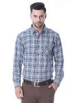 Noble Eagle Men's Regular Fit Checkered Cottswool Winter Wear Shirt White Blue Full Sleeves Large Size 1140