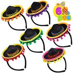 JOYIN 6 PCS Cinco De Mayo Fiesta Fabric Sombrero Headbands Party Costume for Fun Hat Party Supplies Mexican Theme Decorations