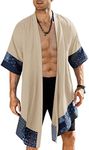 COOFANDY Men's Long Cardigan Cotton Kimono Robe Lightweight Casual Beach Drape Cape