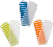 (With Covers) - Lily's Home Silicone Narrow Ice Stick Cube Trays with Easy Push and Pop Out Material, Ideal for Sports and Water Bottles, Assorted Bright Colours. With Lids