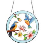 PLIGREAT Suncatchers Flower Birds Acrylic Stained Glass Sun Catcher Summer Hanging Ornament for Bedroom Living Room Patio Wall Pediments Window Decoration Garden Tree Decor Housewarming Memorial Gifts