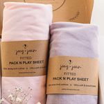 Pack and Play Sheets Fitted – Compatible with Graco Pack n Play Playard Crib and Other 27 x 39 Inch Playpen Mattress – Snuggly Soft 100% Jersey Cotton – Pale Pink + Lilac – 2 Pack