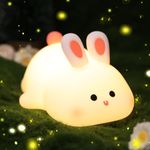 OkiyiD Bunny Gifts for Girl, Cute Night Light, Rabbit Lamp Gifts Bedside Lamp for Nursery, ABS+SIL, Touch Control, Portable and Rechargeable Dimmable, Birthday Gifts for Boys Girls (Bunny)