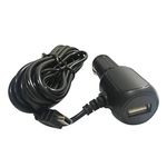 Car Charger with USB Port-Amacam CC7. Long Cable 3.5 Metres with Straight Mini USB Connector. Suitable For Dash Cameras Sat Navs Tom Toms and Other Android Devices. Premium Power Charging Lead.