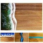 LILKUISYN Handcrafted Acacia Wood Cutting Board Resin Green Wave Pattern for Kitchen Meal Prep and Serving Versatile Cheese & Charcuterie Board for Meat Vegetable Fruit Gift 15x10 Inch