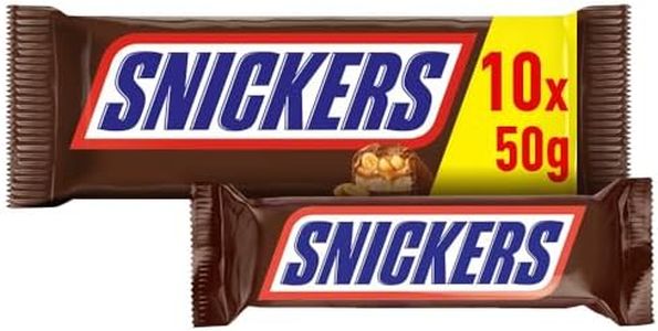 Snickers Snickers Chocolate Bars with Peanut and Caramel - Pack of 10 Bars - 500 g