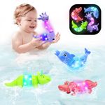 DELEE Bath Toys 4Packs Animal Shaped Pop Tubes Baby Bath Toys with LED Lights Floating Swimming Water Toys,Perfect for Bath Time Fun,Travel,Pool Play,Idea Gift for Toddlers and Kids