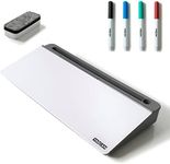 YAKCAM Desk Whiteboard Glass 16 x 7 inch Desktop Dry Erase Board Includes Storage Compartments Phone and Tablet Slot Holder. White Board for Home Or Office Includes 4 Dry Erase Markers & Eraser.