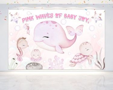 5x3 FT Pink Under The Sea Baby Shower Backdrop - Oceanic Nursery Theme Photography Background for Girls, Ocean-Themed Celebrations, and Marine Events