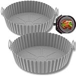 UTIZ Round Air Fryer Silicone Liner 2 Pack Reusable Pot 7.9'', Air Fryer Accessories, Food Grade Baking Tray Greaseproof Airfryer Basket Rack Accessories Compatible with Ninja, Tower, COSORI