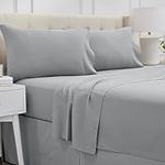 lalaLOOM Twin Bed Sheet Set, Soft Microfiber Hotel Luxury Bedding, Extra Deep Pocket, 3 Piece Sheets and Pillowcase Sets, Breathable Wrinkle, Fade Resistant, Easy Care Machine Washable Linen Soft Gray