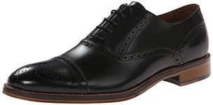 Johnston & Murphy Men’s Conard Cap Toe|Hand-Burnished Leather|Rubber Sole…, Black Italian Calfskin, 13 M (D)