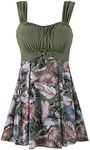 wantdo Women's Plus Size One Piece Swimsuits Tummy Control Amy Flower 26/28
