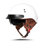 BOSERMEM Adult Harley Motorcycle Helmet Scooter Helmet DOT/ECE Approved, Stylish Half-Open Helmet With Goggles(Bright White, XXL 63-64cm)