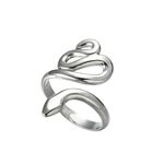 TEAMER Snake Ring Stainless Steel Adjustable Finger Ring Wrap Snake Ring Stacking Ring Punk Serpent Animal Jewelry For Women (Style 1 - Silver, Adjustable)