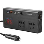 200W Car Power Inverter, DC 12V to 110V AC Converter with USB-C/Dual USB Ports/Dual QC4.0 Fast Charging Ports Car Charger Adapter, Car Plug Adapter Outlet with LCD Display