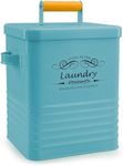 ELITAPRO Laundry Detergent Storage Container with Scoop & Lid- Modern Farmhouse Metal Laundry Powder Dispenser for Laundry Room Decor and Accessories - Laundry Room Organization & Storage (Teal)