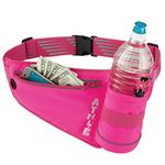 Athle Running Fanny Pack with Water Bottle Holder - Adjustable Run Belt Storage Pouch with Zipper Pocket For Sports and Travel – 360° Reflective Band – Fits iPhone Plus, Galaxy Note – Hot Pink