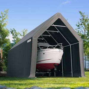 KING BIRD 13' x 20' x 12' Heavy Duty Anti-Snow Carport for SUV, Full-Size Truck and Boat, Outdoor Car Canopy Boat Shelter with Reinforced Ground Bars-Dark Gray